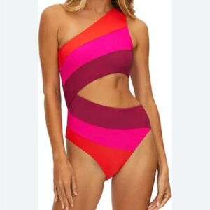 One-Shoulder Colorblock Swimsuit